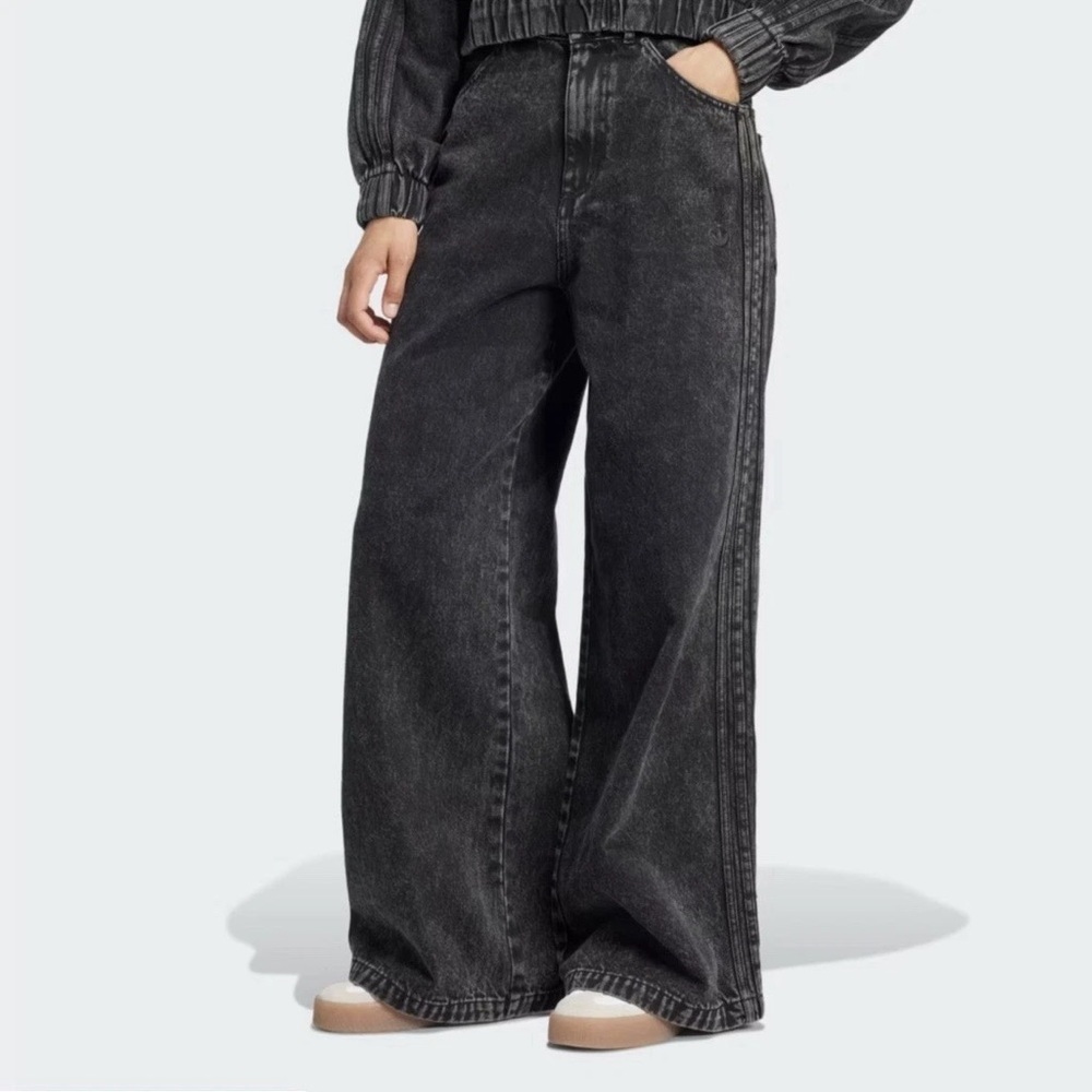 ADIDAS Charcoal Wide Leg Women's Jeans